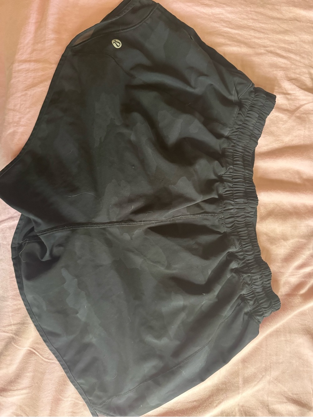 lululemon athletica Women's camo Black Athletic Shorts, underwear cut out